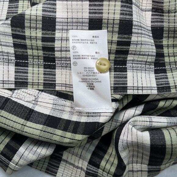 Tommy Bahama short sleeve button up silk green black plaid mens 3XL shirt - Picture 9 of 9